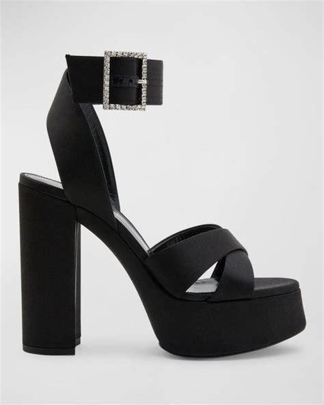 ysl bianca platform sandals|SAINT LAURENT Bianca embellished satin platform sandals.